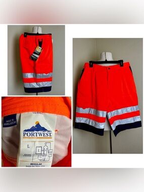 NEW Portwest Hi-Vis Work Shorts Lightweight Polycotton Reflective Safety Cargo L